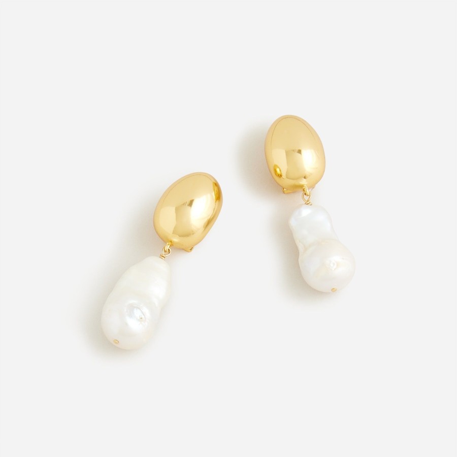 New J.Crew Freshwater Pearl And Gold Earrings