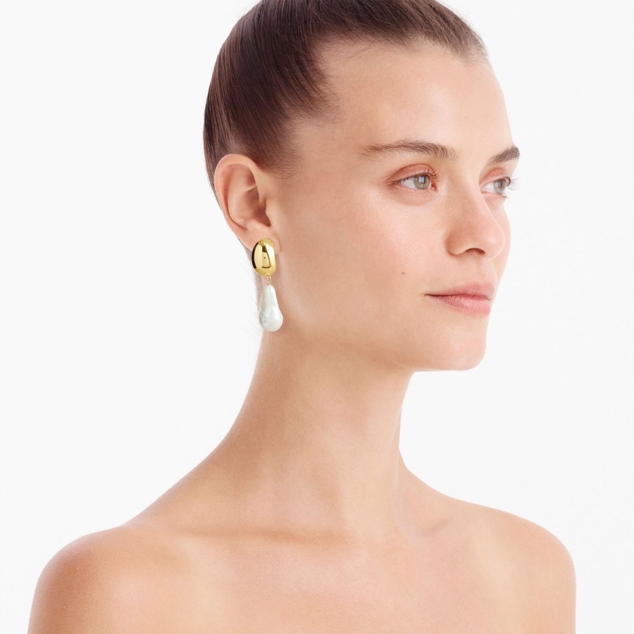 New J.Crew Freshwater Pearl And Gold Earrings