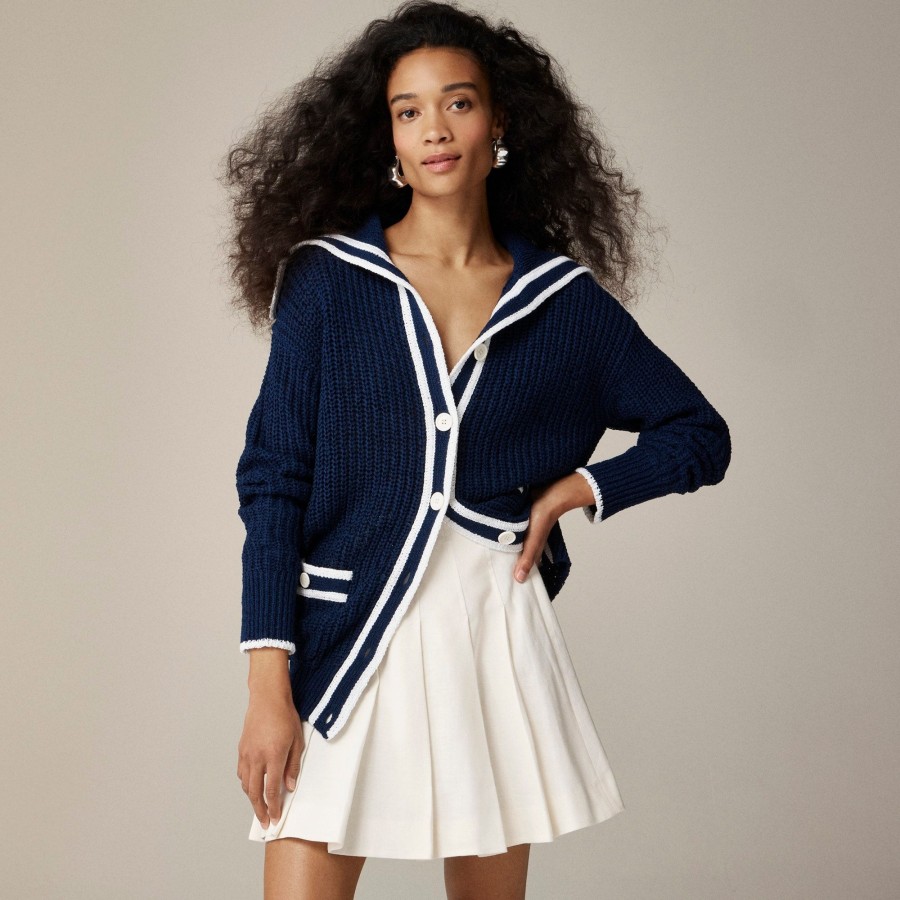 New J.Crew Textured Sailor Cardigan Sweater