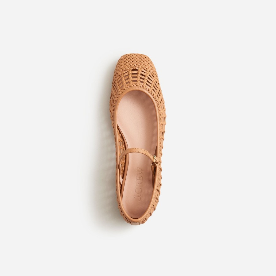 New J.Crew Quinn Woven Ballet Flats In Leather