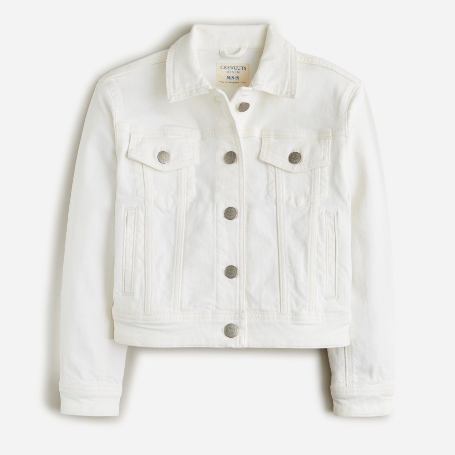 Hot J.Crew Girls' Cropped Denim Trucker Jacket In White