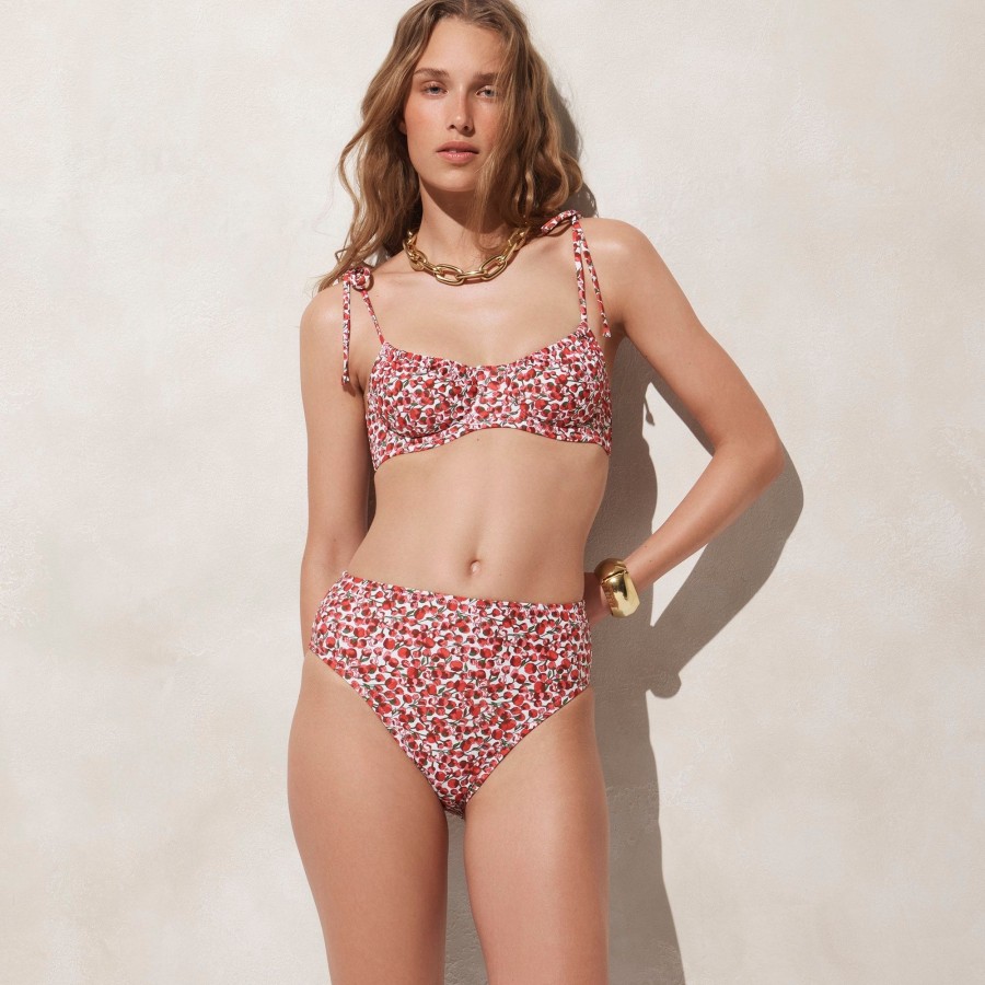 New J.Crew High-Rise Full-Coverage Bikini Bottom In Liberty® Eliza'S Red Fabric