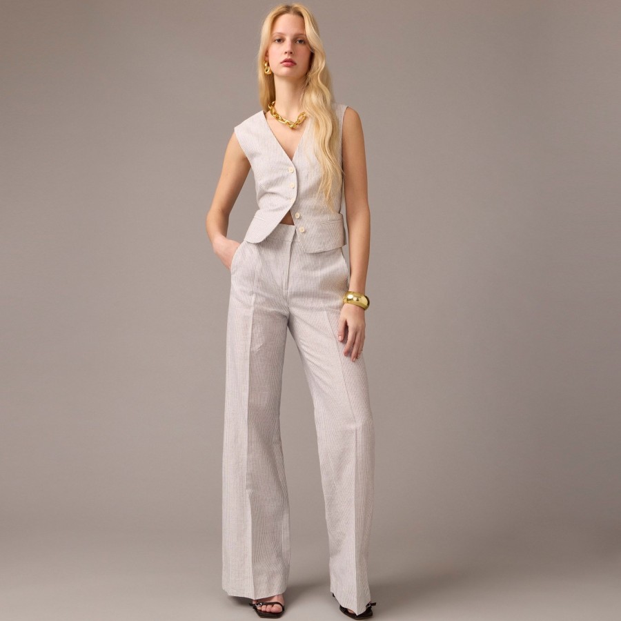 Clearance J.Crew Collection Carolina Flare Pant In Italian Linen Blend With Lurex® Metallic Threads