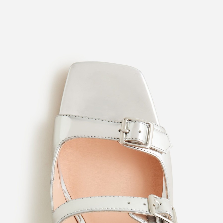 Hot J.Crew Layne Buckle Sandals In Metallic Specchio Leather