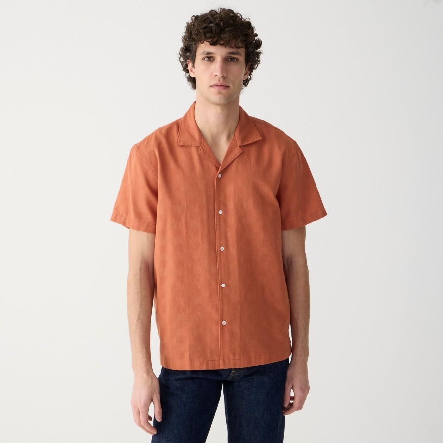 Clearance J.Crew Short-Sleeve Textured Cotton Camp-Collar Shirt