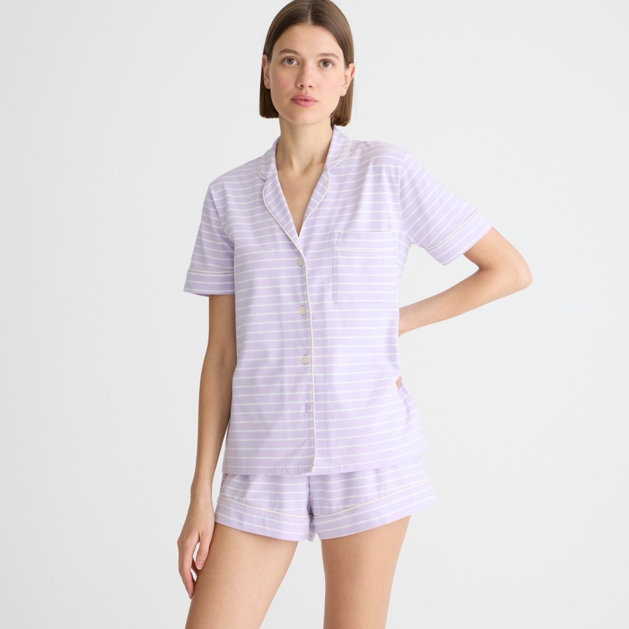 Online J.Crew Short-Sleeve Pajama Short Set In Stripe Dreamy Cotton Blend