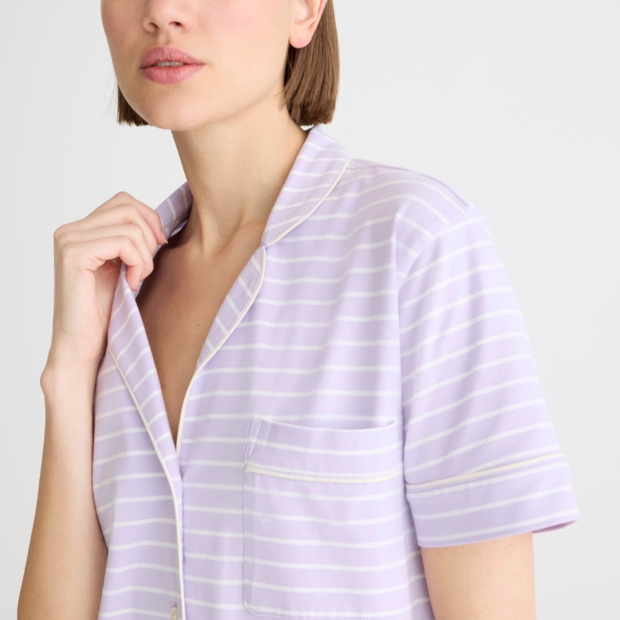 Online J.Crew Short-Sleeve Pajama Short Set In Stripe Dreamy Cotton Blend