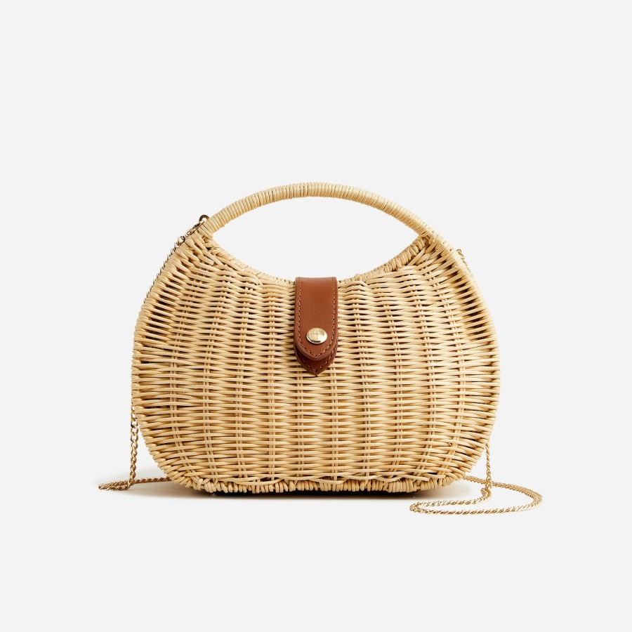 Hot J.Crew Semicircle Rattan Clutch