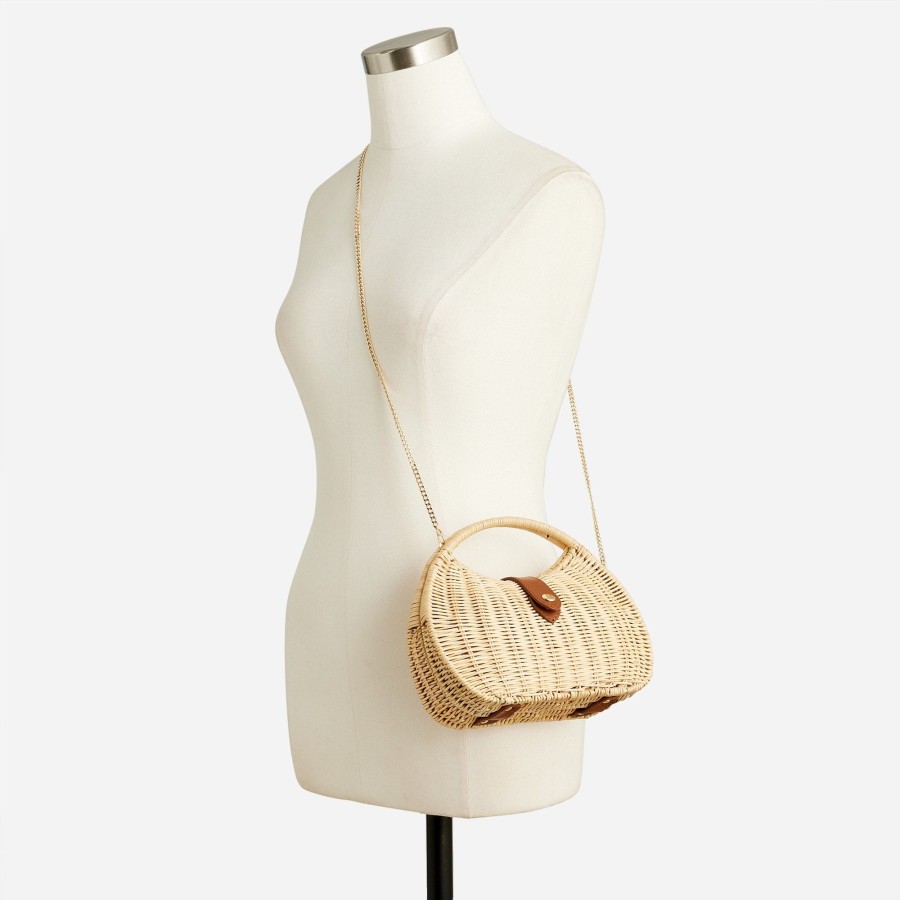 Hot J.Crew Semicircle Rattan Clutch