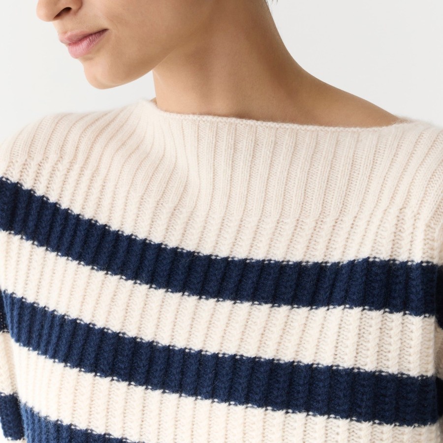 Wholesale J.Crew Cashmere Cropped Boatneck Sweater In Stripe