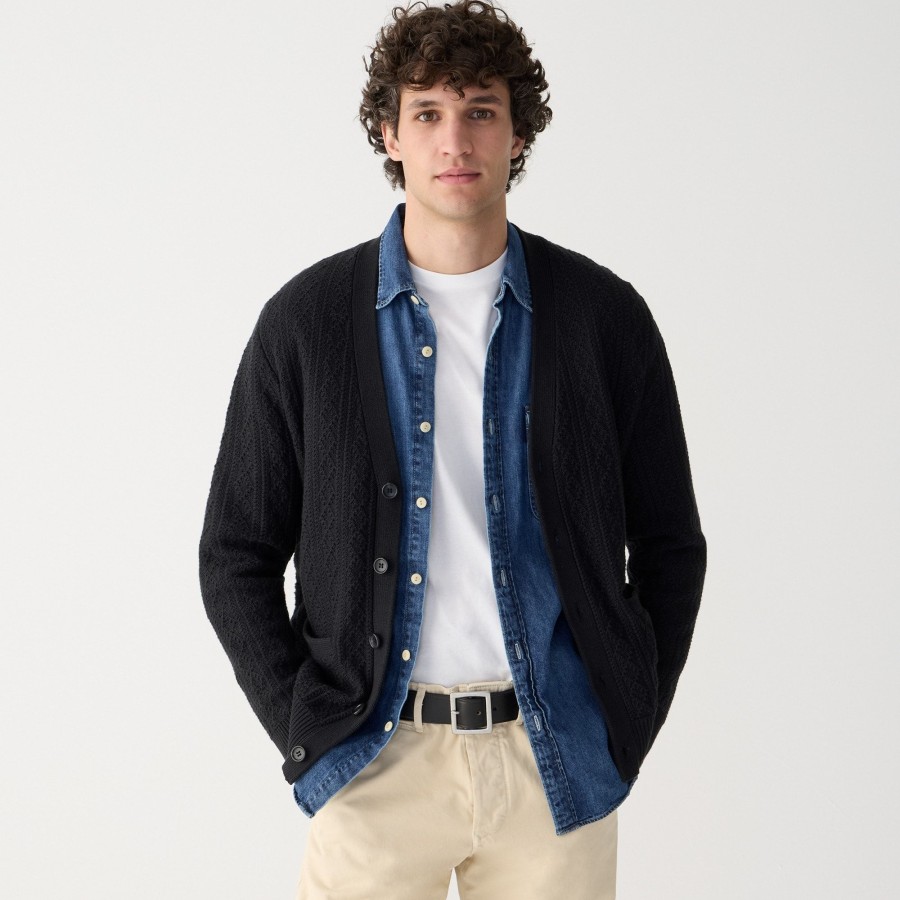 Online J.Crew Heritage Cotton Pointelle-Stitch Cardigan Sweater