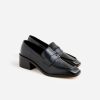 New J.Crew Addison Stacked-Heel Loafers In Leather