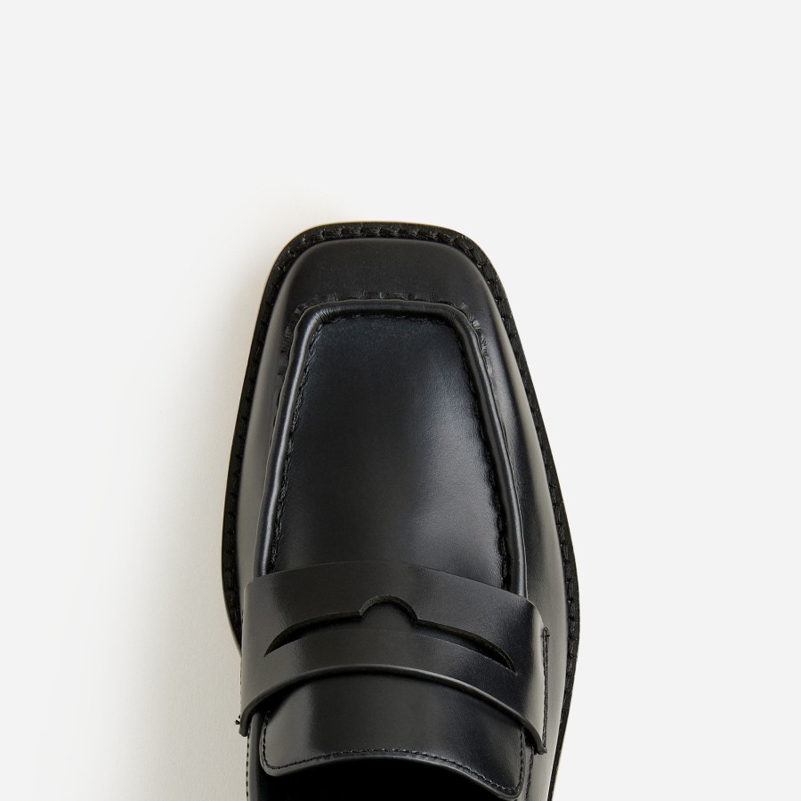 New J.Crew Addison Stacked-Heel Loafers In Leather