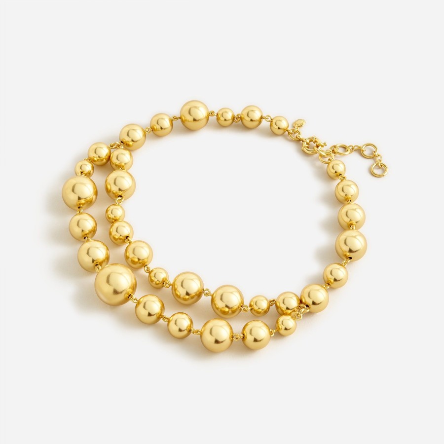 Online J.Crew Layered Metallic Ball Necklace