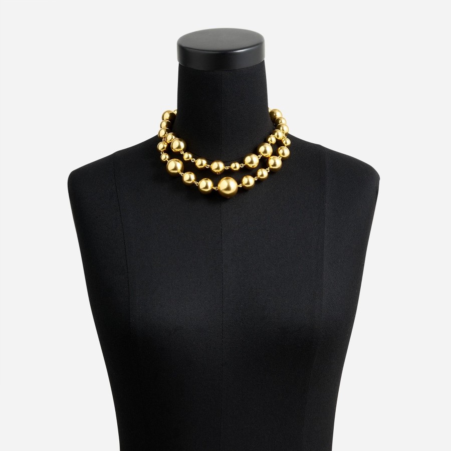 Online J.Crew Layered Metallic Ball Necklace