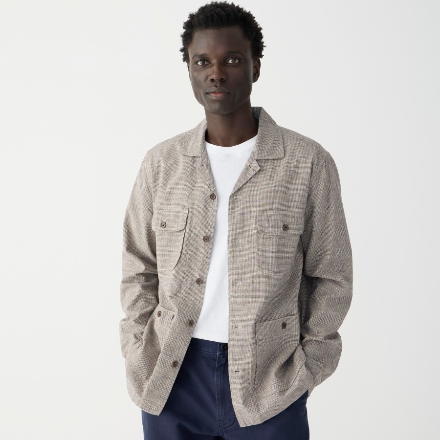 Online J.Crew Linen-Cotton Blend Four-Pocket Camp-Collar Overshirt