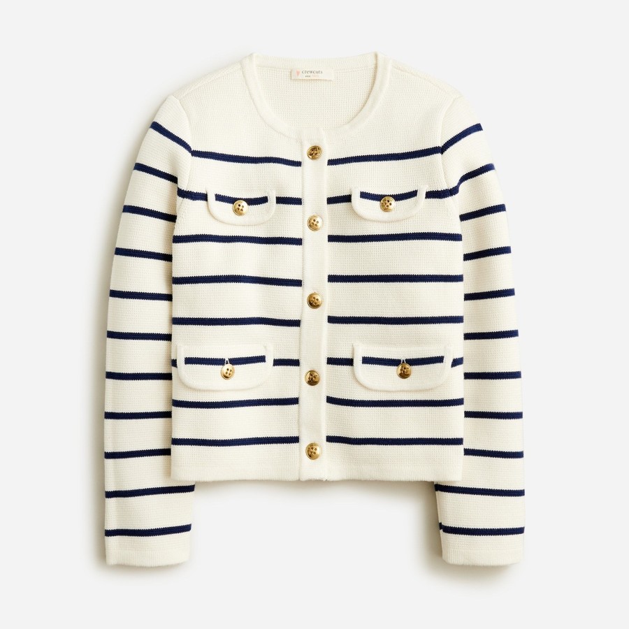 Clearance J.Crew Girls' Emilie Sweater Lady Jacket In Stripe