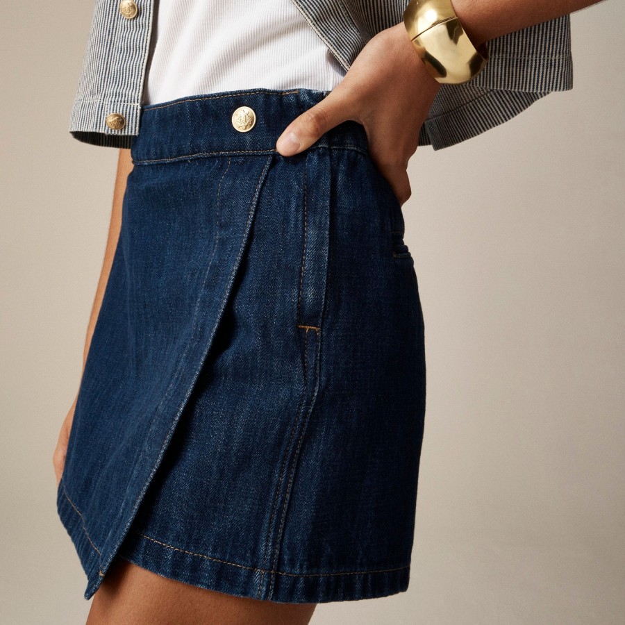 Hot J.Crew Denim Skort In Rinse Wash