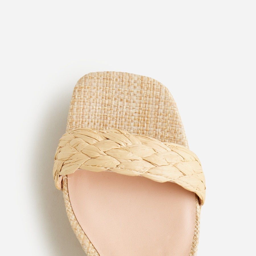 New J.Crew Ankle-Strap Platform Heels In Faux Raffia