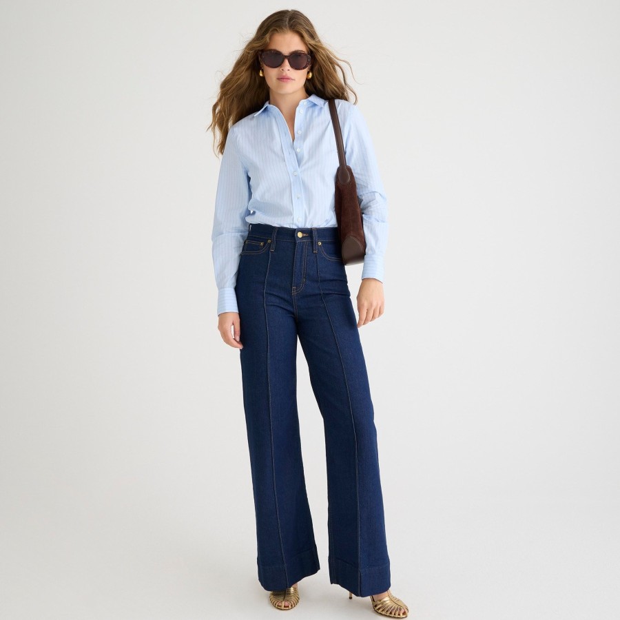 Clearance J.Crew Pintuck Denim Trouser In Rinse Wash