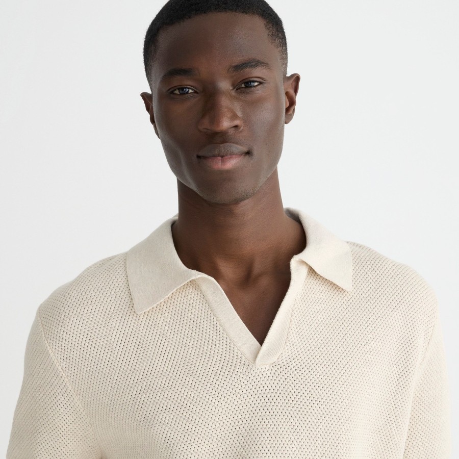 Wholesale J.Crew Short-Sleeve Cotton Mesh-Stitch Johnny-Collar Sweater-Polo