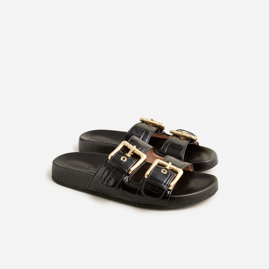 Best J.Crew Marlow Sandals In Croc-Embossed Leather