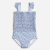 New J.Crew Minnow X Crewcuts Girls' Smocked One-Piece Swimsuit With Upf 50+