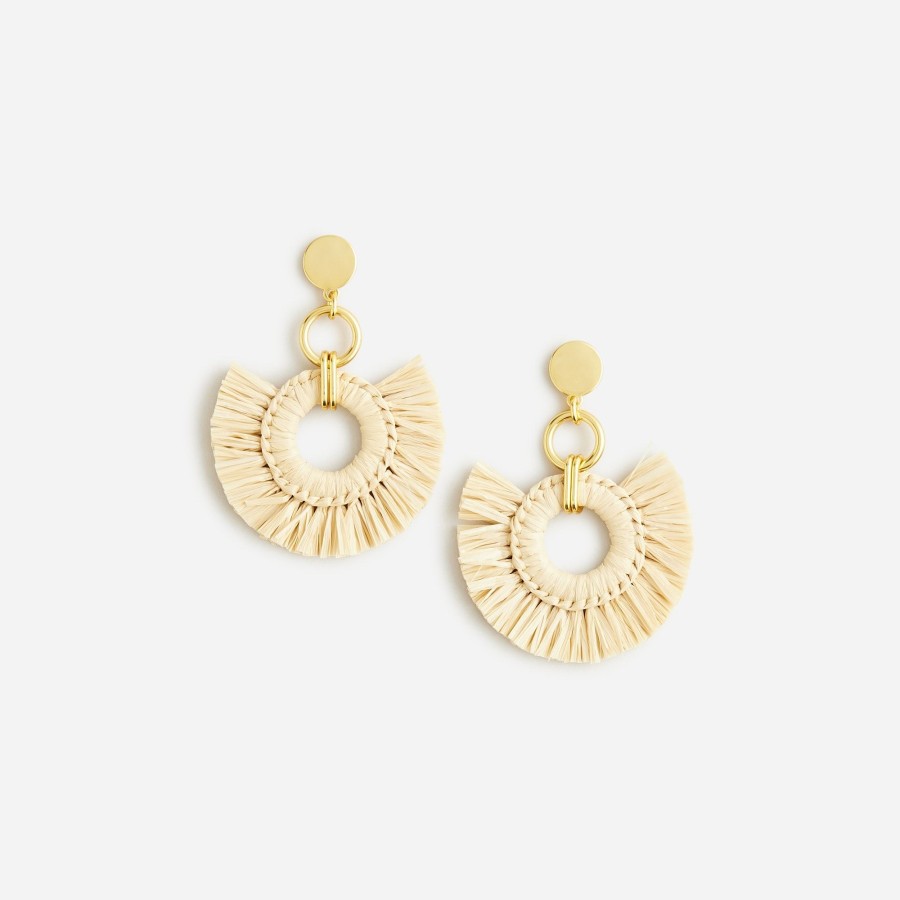 Hot J.Crew Raffia Fan Statement Earrings