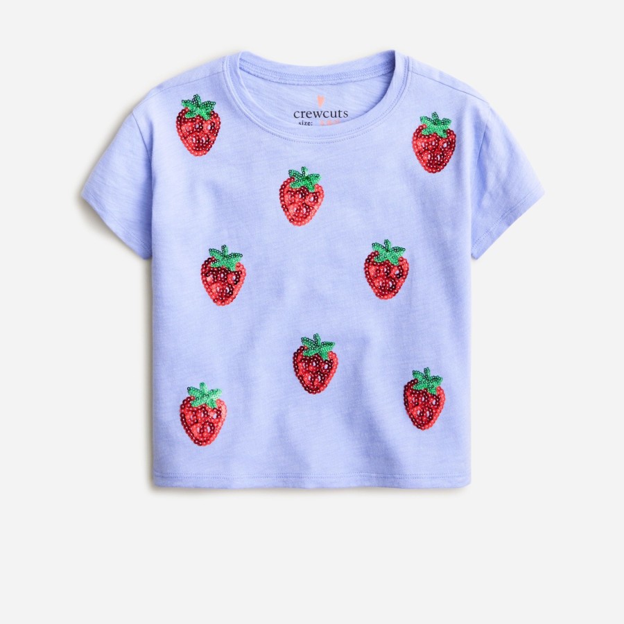 Wholesale J.Crew Girls' Cropped Sequin Strawberry T-Shirt