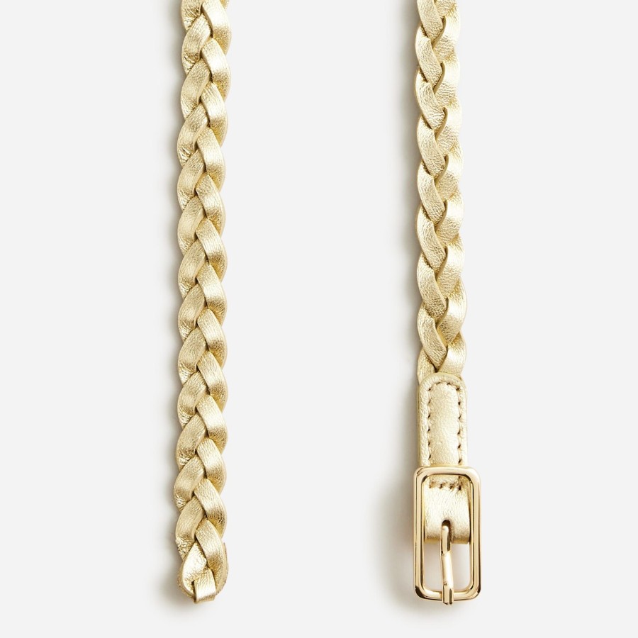 Online J.Crew Skinny Braided Belt In Italian Metallic Leather