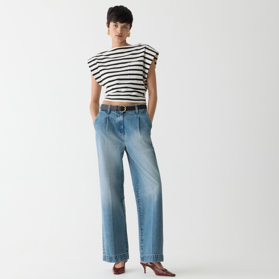 Hot J.Crew Wide-Leg Essential Jean In Ruth Wash