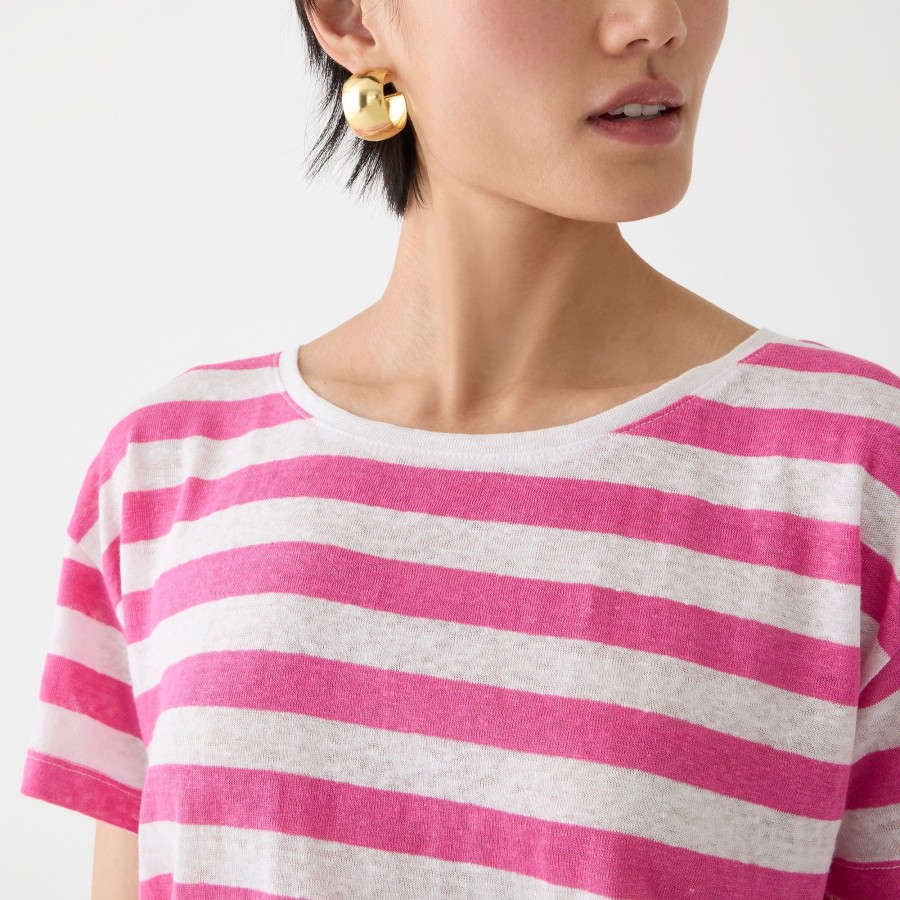 New J.Crew Relaxed Linen T-Shirt In Stripe