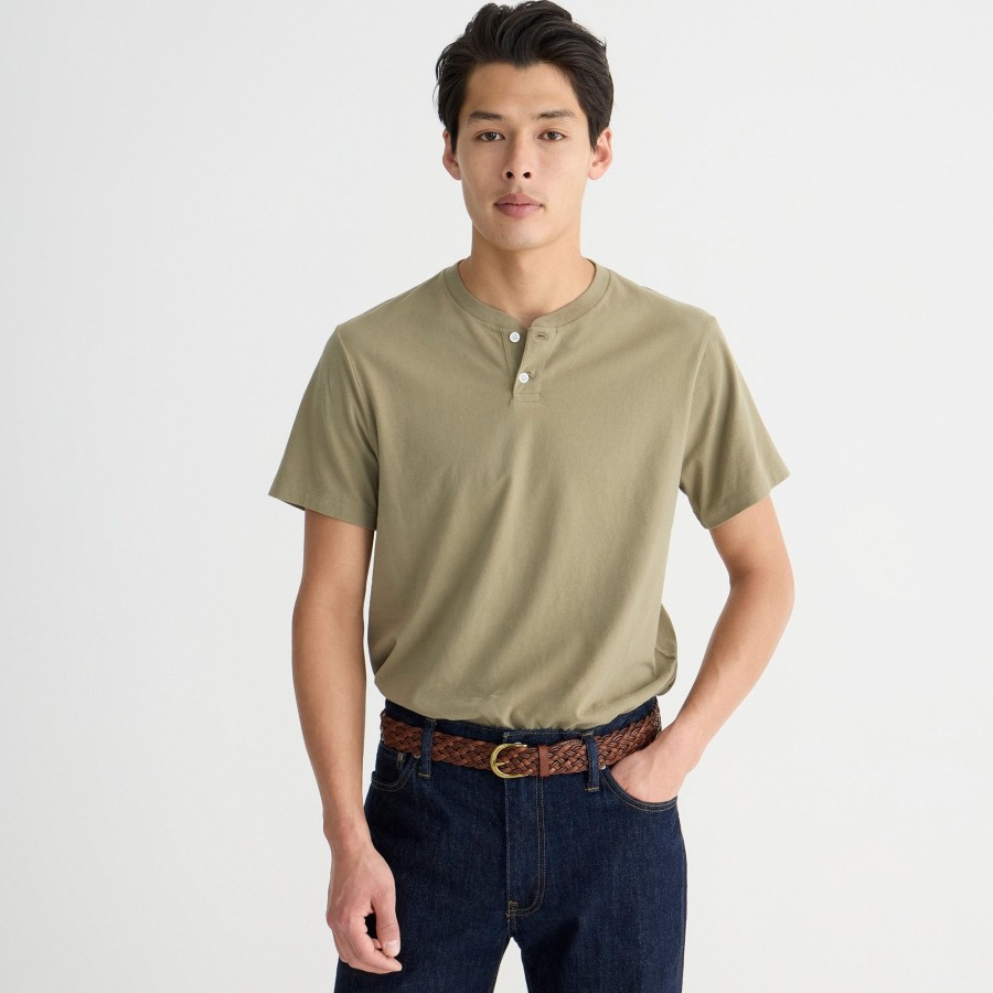 Hot J.Crew Short-Sleeve Sueded Cotton Henley