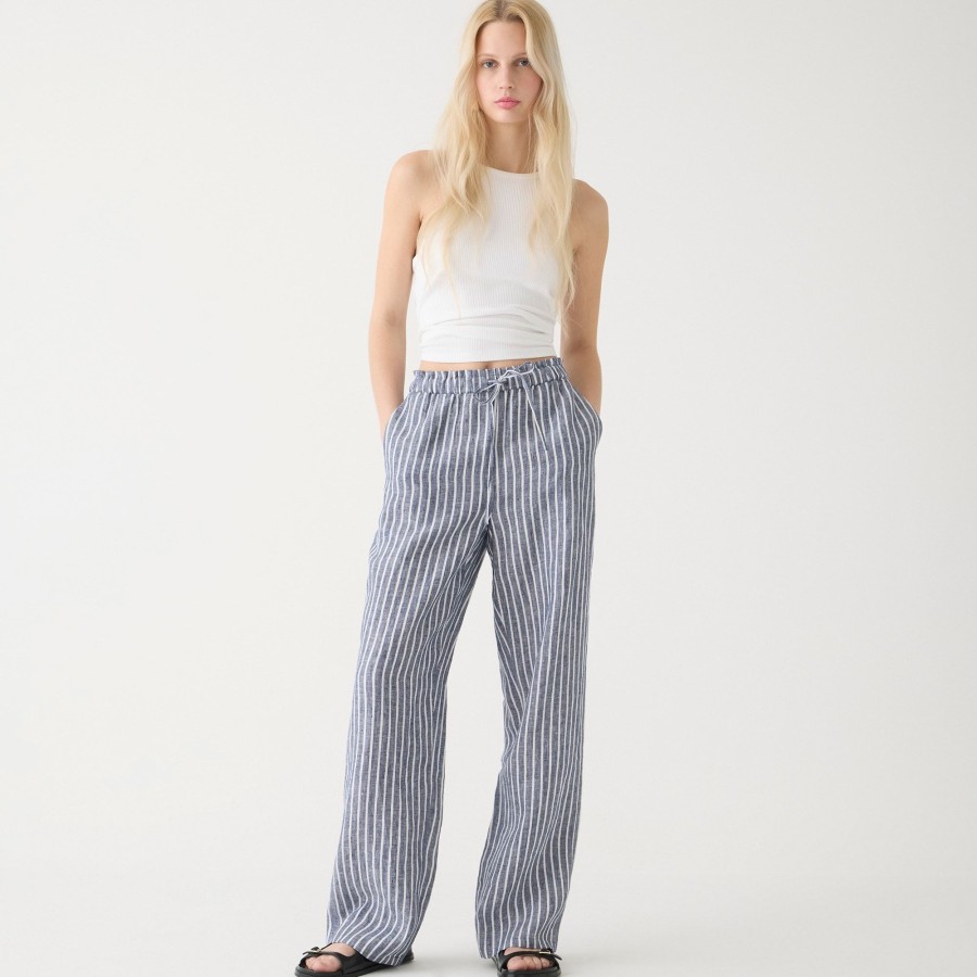 New J.Crew Soleil Pant In Striped Linen