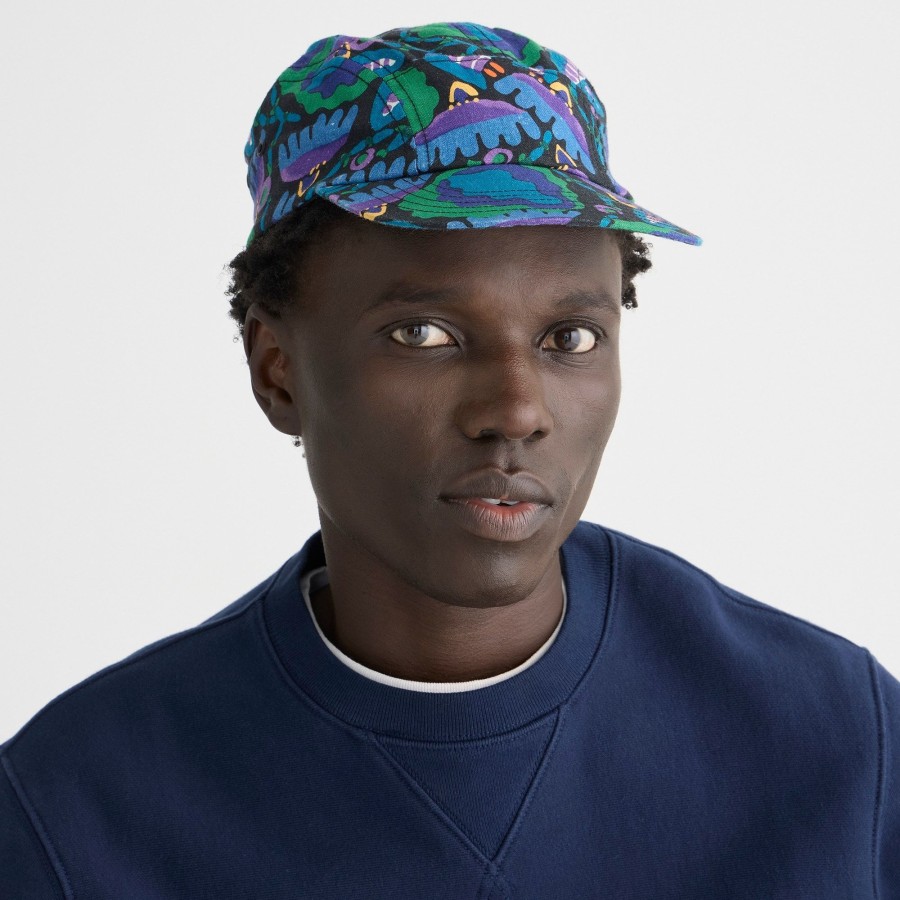 Clearance J.Crew Three-Panel Printed Linen Cap