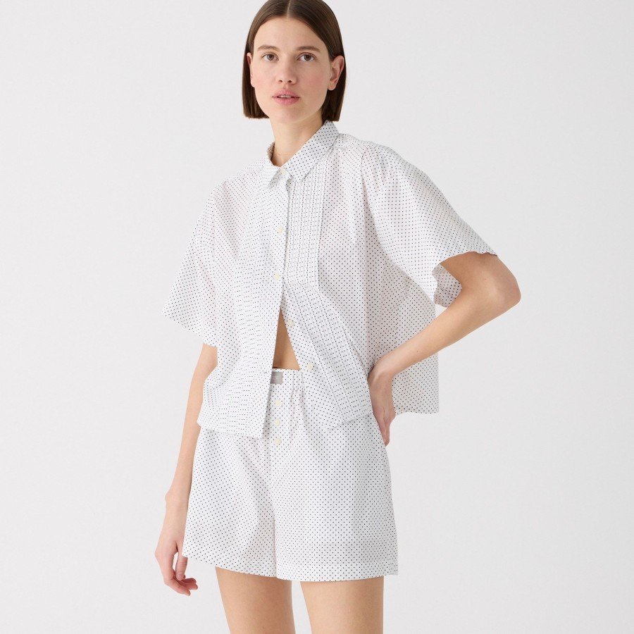 Online J.Crew Cropped Tuxedo Boxer Short Set In Dot Cotton Poplin