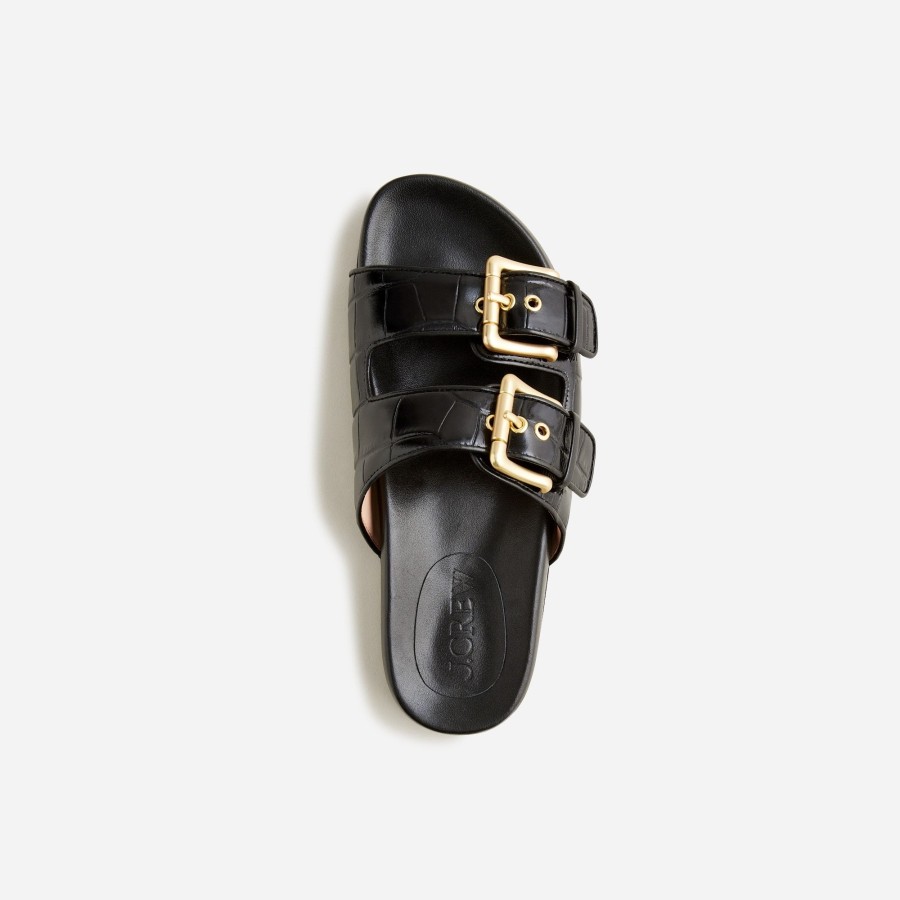 Online J.Crew Marlow Sandals In Croc-Embossed Leather