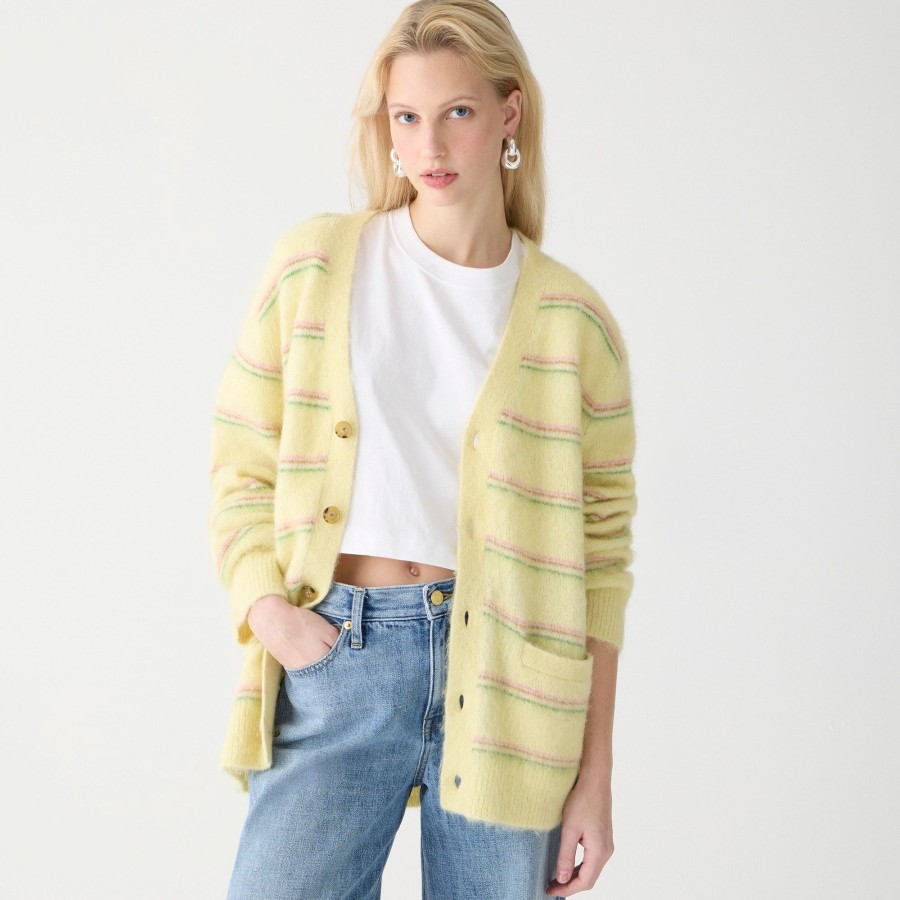 Hot J.Crew Alpaca-Blend V-Neck Cardigan Sweater In Stripe