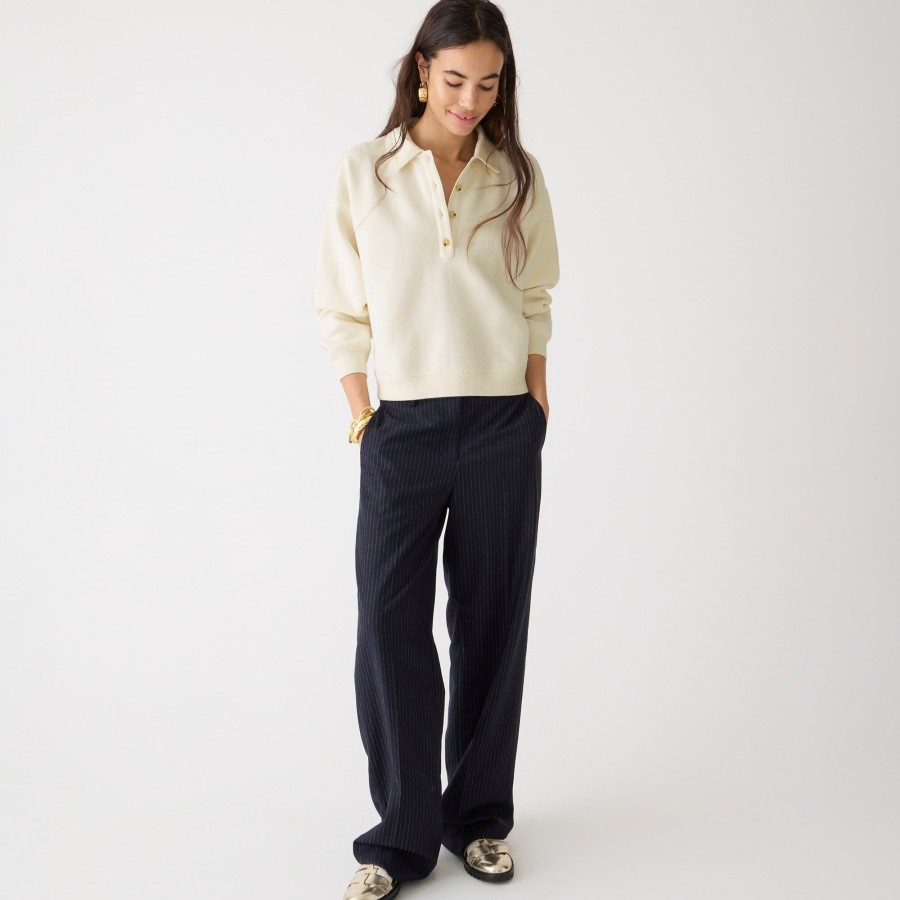 Hot J.Crew Heritage Fleece Polo Sweatshirt