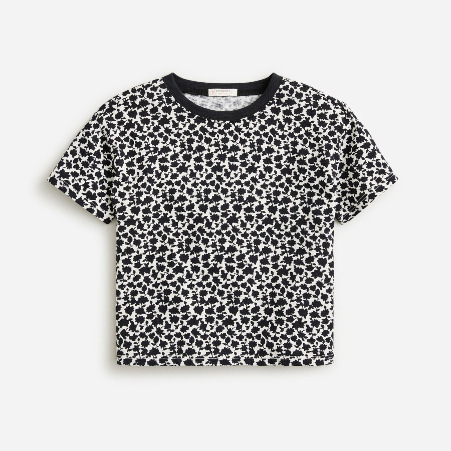 New J.Crew Girls' Cropped Floral-Print T-Shirt