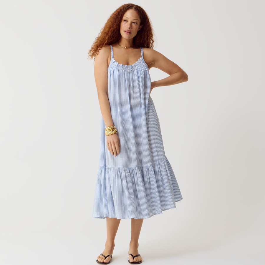 Wholesale J.Crew Tie-Shoulder Beach Dress In Striped Airy Gauze