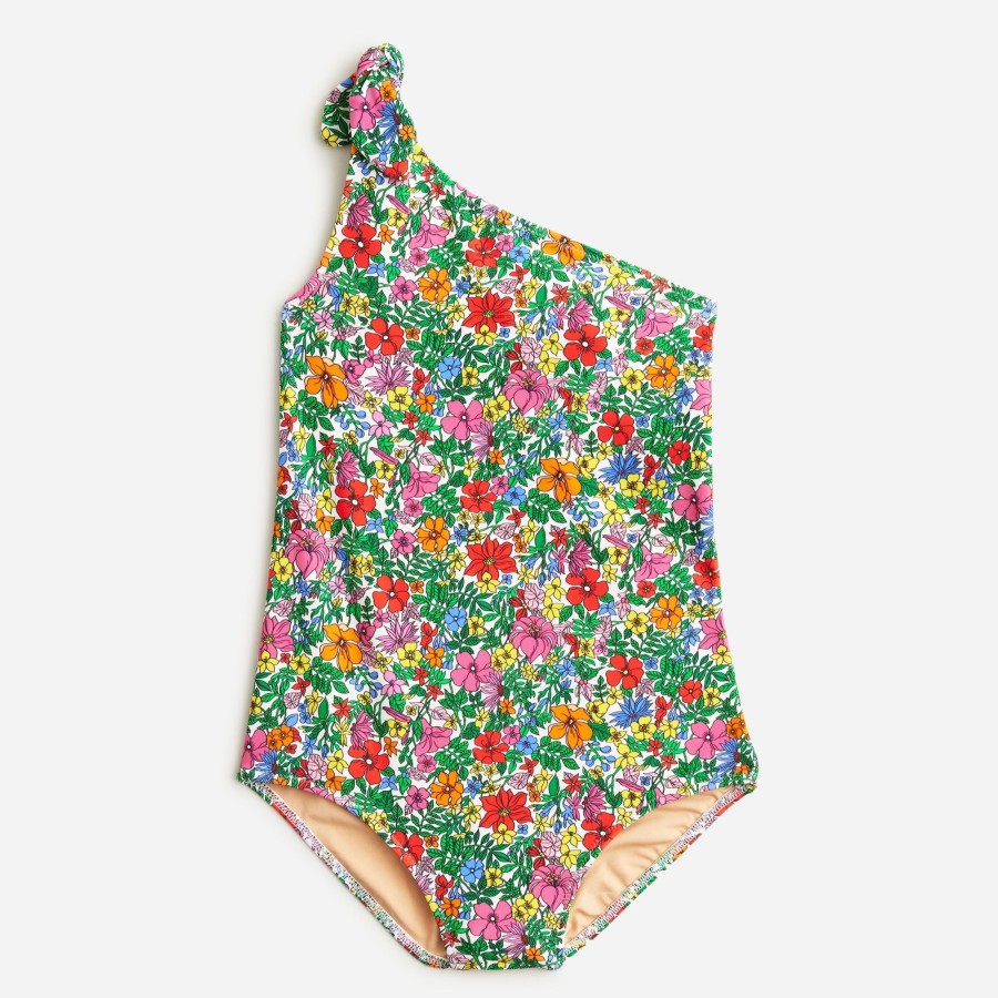 Online J.Crew Girls' Printed Tie-Shoulder One-Piece Swimsuit With Upf 50+