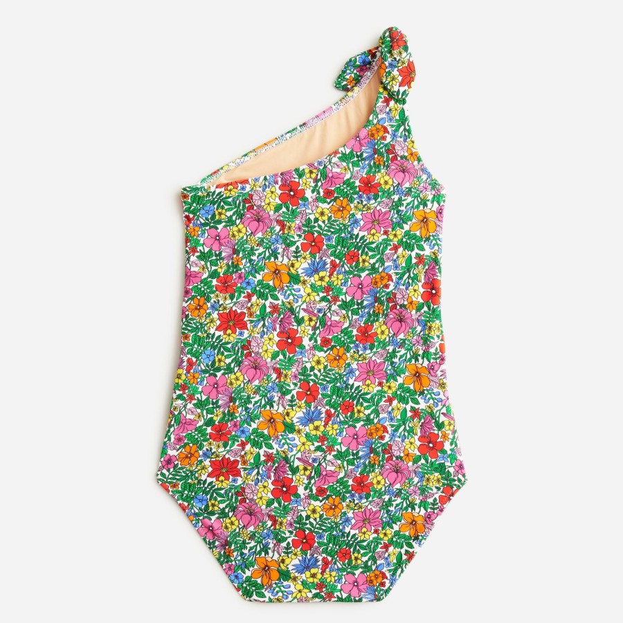 Online J.Crew Girls' Printed Tie-Shoulder One-Piece Swimsuit With Upf 50+